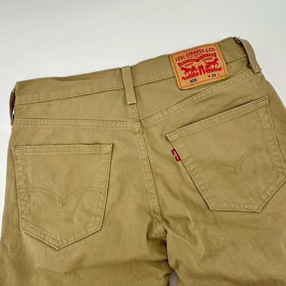 Levis 405‎ Regular Fit Denim Shorts Mens 29 Khaki Tan Brown WaterLess 39864-0079